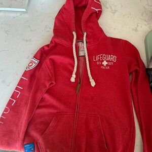 Montauk zip up hoodie, design on back